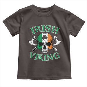 St Patrick's Day Toddler T Shirt Irish Viking Skull Lucky Shamrocks Ireland Flag TS09 Dark Chocolate Print Your Wear