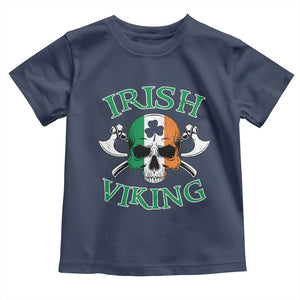 St Patrick's Day Toddler T Shirt Irish Viking Skull Lucky Shamrocks Ireland Flag TS09 Navy Print Your Wear