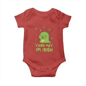 St Patrick's Day Baby Onesie Kiss Me I'm Irish Cute Dinosaur TS09 Red Print Your Wear
