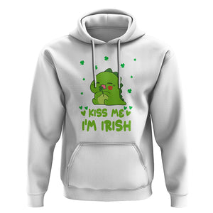 St. Patrick's Day Hoodie Kiss Me I'm Irish Cute Dinosaur TS09 White Printyourwear
