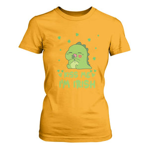 St Patrick's Day T Shirt For Women Kiss Me I'm Irish Cute Dinosaur TS09 Gold Print Your Wear