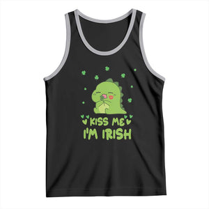 St Patrick's Day Tank Top Kiss Me I'm Irish Cute Dinosaur TS09 Black Athletic Heather Print Your Wear
