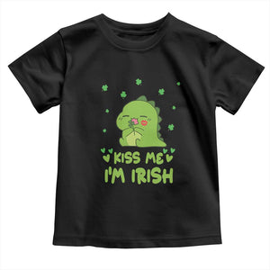 St Patrick's Day Toddler T Shirt Kiss Me I'm Irish Cute Dinosaur TS09 Black Print Your Wear