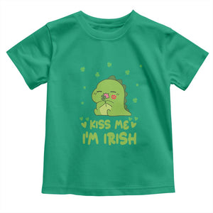 St Patrick's Day Toddler T Shirt Kiss Me I'm Irish Cute Dinosaur TS09 Irish Green Print Your Wear