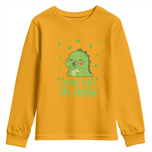 St Patrick's Day Youth Sweatshirt Kiss Me I'm Irish Cute Dinosaur TS09 Gold Print Your Wear