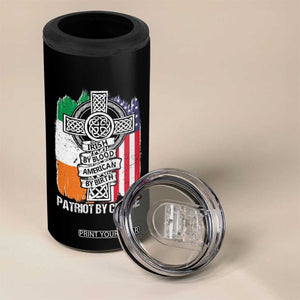 Irish By Blood American By Birth Patriot By Choice 4 in 1 Can Cooler Tumbler Celtic Cross Ireland America Flag TS09 Print Your Wear