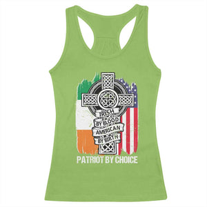 Irish By Blood American By Birth Patriot By Choice Racerback Tank Top Celtic Cross Ireland America Flag TS09 Lime Print Your Wear