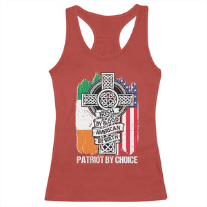 Irish By Blood American By Birth Patriot By Choice Racerback Tank Top Celtic Cross Ireland America Flag TS09 Red Print Your Wear