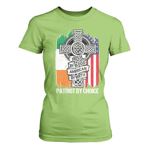 Irish By Blood American By Birth Patriot By Choice T Shirt For Women Celtic Cross Ireland America Flag TS09 Lime Print Your Wear
