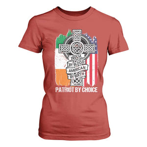 Irish By Blood American By Birth Patriot By Choice T Shirt For Women Celtic Cross Ireland America Flag TS09 Red Print Your Wear