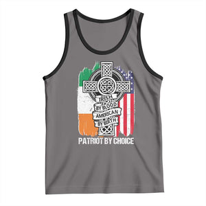Irish By Blood American By Birth Patriot By Choice Tank Top Celtic Cross Ireland America Flag TS09 Deep Heather Black Print Your Wear