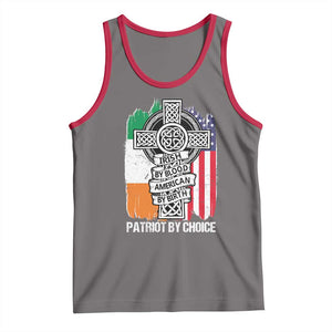 Irish By Blood American By Birth Patriot By Choice Tank Top Celtic Cross Ireland America Flag TS09 Deep Heather Red Print Your Wear