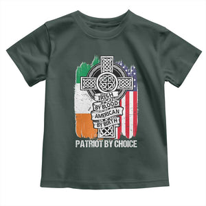 Irish By Blood American By Birth Patriot By Choice Toddler T Shirt Celtic Cross Ireland America Flag TS09 Dark Forest Green Print Your Wear