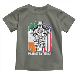 Irish By Blood American By Birth Patriot By Choice Toddler T Shirt Celtic Cross Ireland America Flag TS09 Military Green Print Your Wear