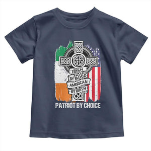 Irish By Blood American By Birth Patriot By Choice Toddler T Shirt Celtic Cross Ireland America Flag TS09 Navy Print Your Wear