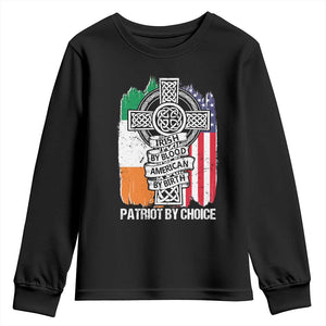 Irish By Blood American By Birth Patriot By Choice Youth Sweatshirt Celtic Cross Ireland America Flag TS09 Black Print Your Wear
