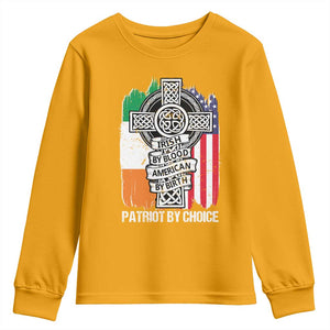 Irish By Blood American By Birth Patriot By Choice Youth Sweatshirt Celtic Cross Ireland America Flag TS09 Gold Print Your Wear