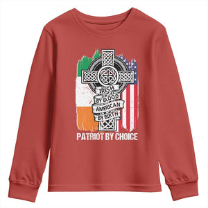 Irish By Blood American By Birth Patriot By Choice Youth Sweatshirt Celtic Cross Ireland America Flag TS09 Red Print Your Wear