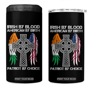 Irish By Blood American By Birth Patriot By Choice 4 in 1 Can Cooler Tumbler Ireland America Flag Celtic Cross TS09 One Size: 16 oz Black Print Your Wear