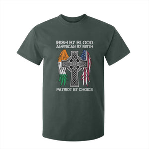 Irish By Blood American By Birth Patriot By Choice T Shirt For Kid Ireland America Flag Celtic Cross TS09 Dark Forest Green Print Your Wear