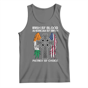 Irish By Blood American By Birth Patriot By Choice Tank Top Ireland America Flag Celtic Cross TS09 Black Heather Print Your Wear