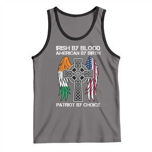 Irish By Blood American By Birth Patriot By Choice Tank Top Ireland America Flag Celtic Cross TS09 Deep Heather Black Print Your Wear
