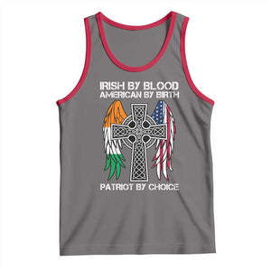 Irish By Blood American By Birth Patriot By Choice Tank Top Ireland America Flag Celtic Cross TS09 Deep Heather Red Print Your Wear