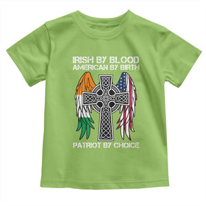 Irish By Blood American By Birth Patriot By Choice Toddler T Shirt Ireland America Flag Celtic Cross TS09 Lime Print Your Wear