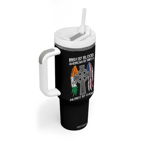 Irish By Blood American By Birth Patriot By Choice Tumbler With Handle Ireland America Flag Celtic Cross TS09 Print Your Wear