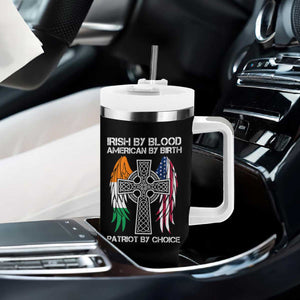 Irish By Blood American By Birth Patriot By Choice Tumbler With Handle Ireland America Flag Celtic Cross TS09 Print Your Wear