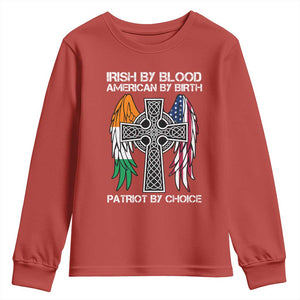 Irish By Blood American By Birth Patriot By Choice Youth Sweatshirt Ireland America Flag Celtic Cross TS09 Red Print Your Wear