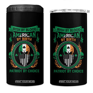 Irish By Blood American By Birth Patriot By Choice 4 in 1 Can Cooler Tumbler TS09 One Size: 16 oz Black Print Your Wear