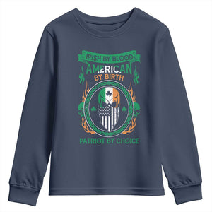 Irish By Blood American By Birth Patriot By Choice Youth Sweatshirt TS09 Navy Print Your Wear