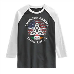American Grown Irish Roots Ireland Flag Raglan Shirt TS09 Black White Print Your Wear