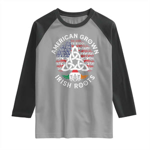 American Grown Irish Roots Ireland Flag Raglan Shirt TS09 Sport Gray Black Print Your Wear