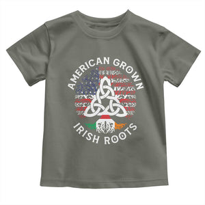 American Grown Irish Roots Ireland Flag Toddler T Shirt TS09 Military Green Print Your Wear
