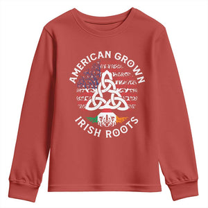 American Grown Irish Roots Ireland Flag Youth Sweatshirt TS09 Red Print Your Wear