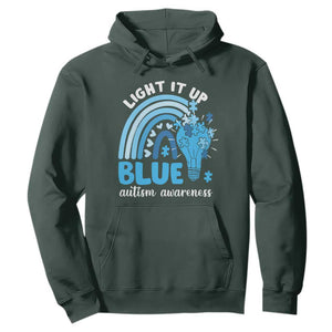 Autism Awareness Hoodie Light It Up Blue Rainbow Puzzle Piece TS09 Dark Forest Green Printyourwear