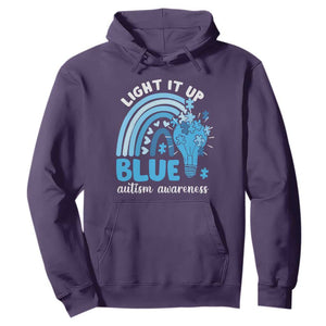 Autism Awareness Hoodie Light It Up Blue Rainbow Puzzle Piece TS09 Purple Printyourwear