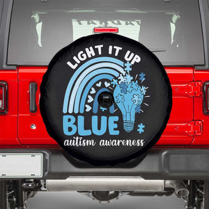 Autism Awareness Spare Tire Cover Light It Up Blue Rainbow Puzzle Piece TS09 Black Print Your Wear