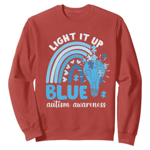 Autism Awareness Sweatshirt Light It Up Blue Rainbow Puzzle Piece TS09 Red Printyourwear