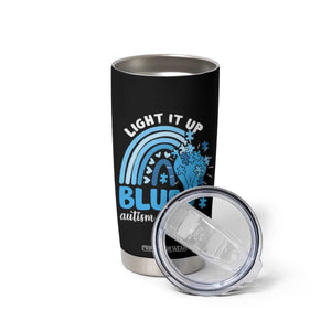 Autism Awareness Tumbler Cup Light It Up Blue Rainbow Puzzle Piece TS09 Print Your Wear