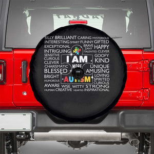 Autism Awareness Spare Tire Cover I Am More Than Autism Brilliant Strong Unique Brave Happy Creative TS09 Black Print Your Wear