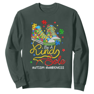 Autism Awareness Sweatshirt Be A King Sole Puzzle Shoe TS09 Dark Forest Green Printyourwear