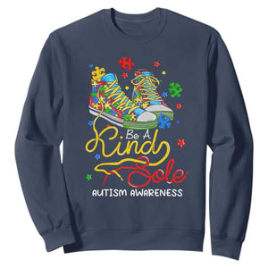 Autism Awareness Sweatshirt Be A King Sole Puzzle Shoe TS09 Navy Printyourwear