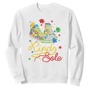 Autism Awareness Sweatshirt Be A King Sole Puzzle Shoe TS09 White Printyourwear