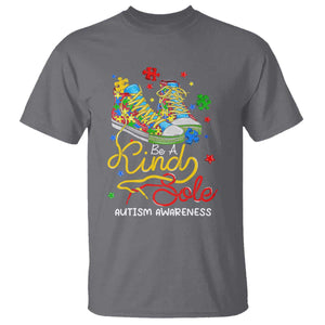 Autism Awareness T Shirt Be A King Sole Puzzle Shoe TS09 Charcoal Printyourwear