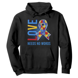 Autism Awareness Hoodie Love Needs No Words Puzzle Heart TS09 Black Printyourwear