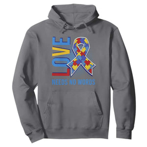 Autism Awareness Hoodie Love Needs No Words Puzzle Heart TS09 Charcoal Printyourwear