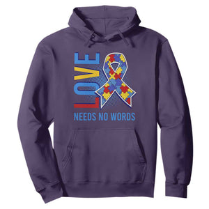 Autism Awareness Hoodie Love Needs No Words Puzzle Heart TS09 Purple Printyourwear